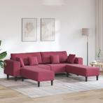 vidaXL Velvet Sofa met kussen met kussen 3 pcs Wijnrood, Verzenden, Nieuw