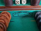 Bordspel - Oude backgammon in unieke houten koffer - J.Van