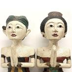 2 sculpturen - 34 cm - Bali - Loro Blonyo - Geen reserve! -