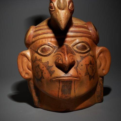Moche, Peru, Terracotta Mooi Huaco-portret. TL-test. 25,5 cm, Verzamelen, Mineralen en Fossielen