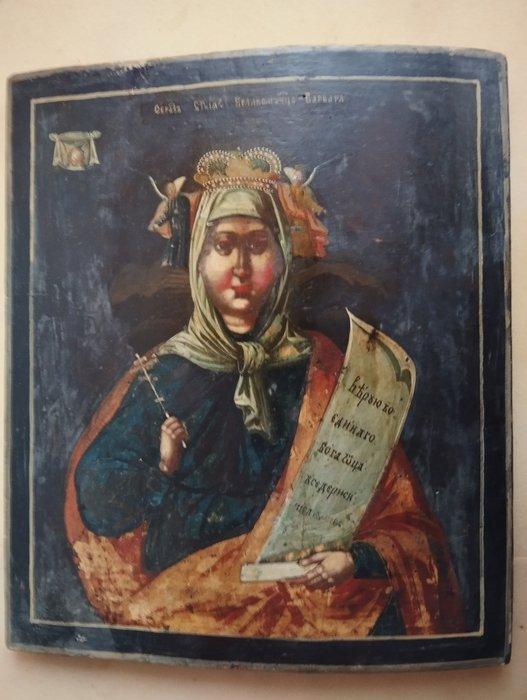 Icoon - Saint Barbara - Hout, Antiek en Kunst, Kunst | Niet-Westerse kunst