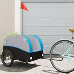 vidaXL Fietstrailer 45 kg ijzer zwart en blauw, Fietsen en Brommers, Fietsaccessoires | Aanhangwagens en Karren, Verzenden, Nieuw