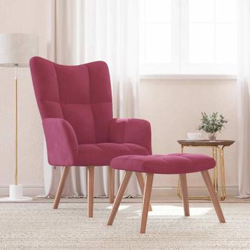 vidaXL Relaxstoel met voetenbank fluweel wijnrood, Huis en Inrichting, Fauteuils, Verzenden, Nieuw