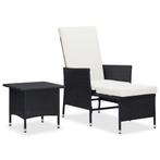 vidaXL 2-delige Loungeset met kussens poly rattan zwart, Jardin & Terrasse, Verzenden, Loungeset