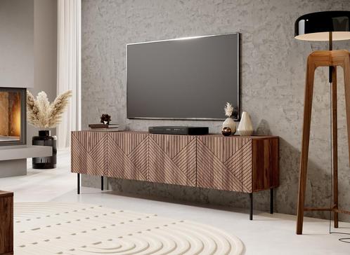 TV-Meubel eiken 190x40x58 - 4 deuren metalen pootjes, Maison & Meubles, Armoires | Mobilier de télévision, Envoi