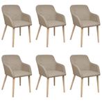 vidaXL Chaises à manger lot de 6 beige tissu et chêne, Verzenden, Neuf