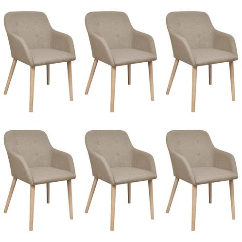 vidaXL Chaises à manger lot de 6 beige tissu et chêne, Maison & Meubles, Chaises, Neuf, Envoi