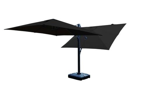 Zweefparasol dubbel - 3x3m - Antraciet - incl zware voet, Tuin en Terras, Parasols, 3 tot 4 meter, Nieuw, Zweefparasol, Ophalen