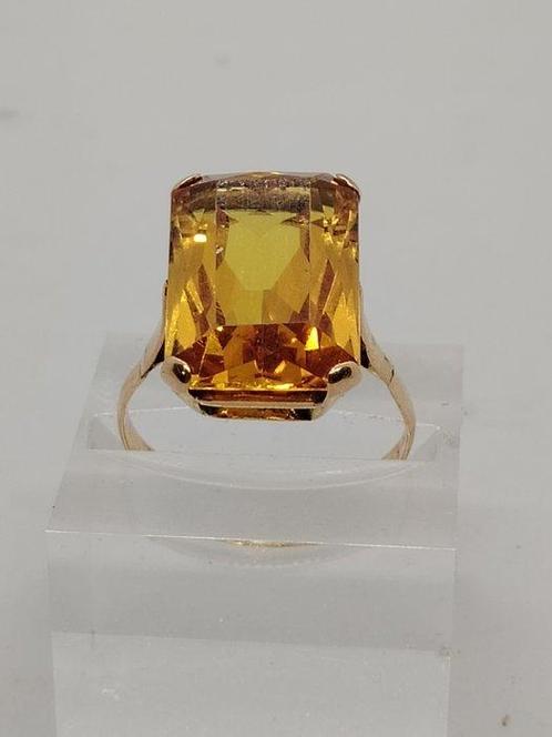 Bague de cocktail - 18 carats Or jaune Citrine, Handtassen en Accessoires, Antieke sieraden