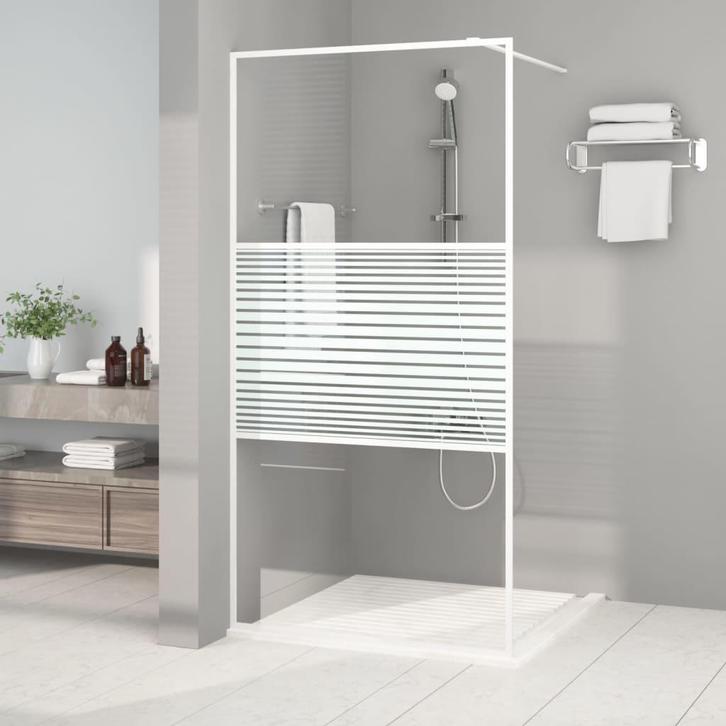 vidaXL Inloopdouchewand 100x195 cm transparant ESG-glas wit, Doe-het-zelf en Bouw, Sanitair, Nieuw, Verzenden