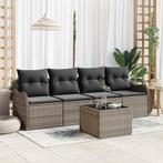 vidaXL Tuinbank Set 5 pcs Grijs Poly rattan, Tuin en Terras, Verzenden, Nieuw