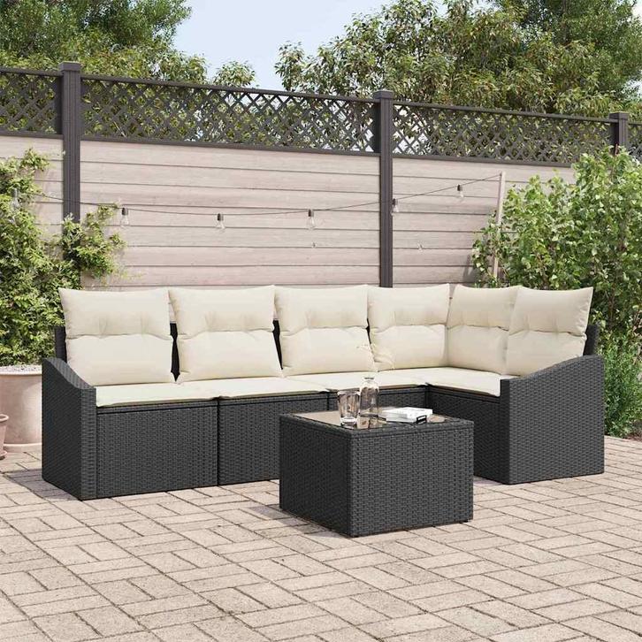 vidaXL Tuin Eettafel Set met kussen met opslag 6 pcs Bruin, Tuin en Terras, Tuinsets en Loungesets, Nieuw, Verzenden