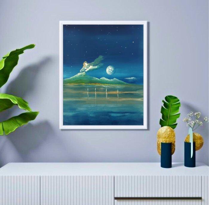 Riccardo Magatti (XX) - Sera di luna, Antiquités & Art, Art | Peinture | Moderne