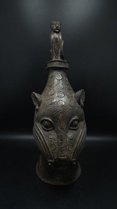 superbe tête léopard - bini / edo - Nigeria (Sans Prix de, Antiek en Kunst, Kunst | Niet-Westerse kunst