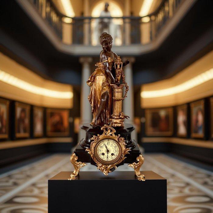 Pendule - Zinklegering, Glas, Messing - 1850-1900, Antiek en Kunst, Antiek | Klokken