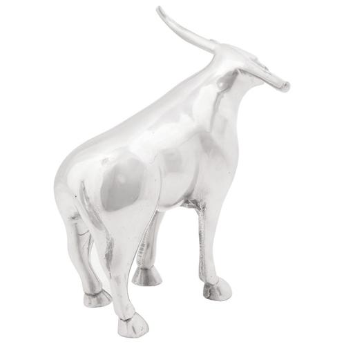 vidaXL Stier Sculptuur Zilver 20x17x23 cm van Aluminium, Antiek en Kunst, Kunst | Beelden en Houtsnijwerken, Verzenden