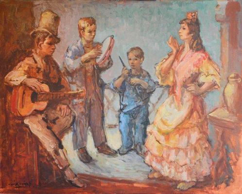 Pedro Creixams (1893-1965) - The concert, Antiek en Kunst, Kunst | Schilderijen | Klassiek