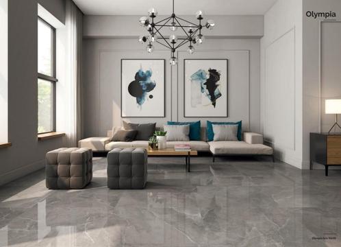 Olympia Gris ( LEVIGLASS ) 90x90 Hoogglans Vloertegel en, Doe-het-zelf en Bouw, Tegels, Ophalen of Verzenden