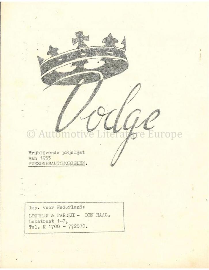 1955 DODGE KINGSWAY BROCHURE NEDERLANDS, Boeken, Auto's | Folders en Tijdschriften