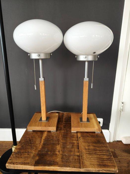 IKEA - Lamp - Läreda - Hout, Glas - Twee tafellampen, Antiquités & Art, Antiquités | Meubles | Chaises & Canapés