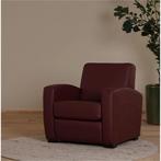 Leren fauteuil Kindly - Toledo Leer Bordeaux - Hout bruin, Huis en Inrichting, Fauteuils, Nieuw, Ophalen of Verzenden, 75 tot 100 cm