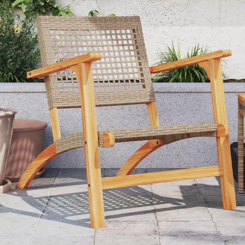 vidaXL Tuinstoelen 2 st poly rattan en acaciahout beige, Tuin en Terras, Tuinsets en Loungesets, Nieuw, Verzenden