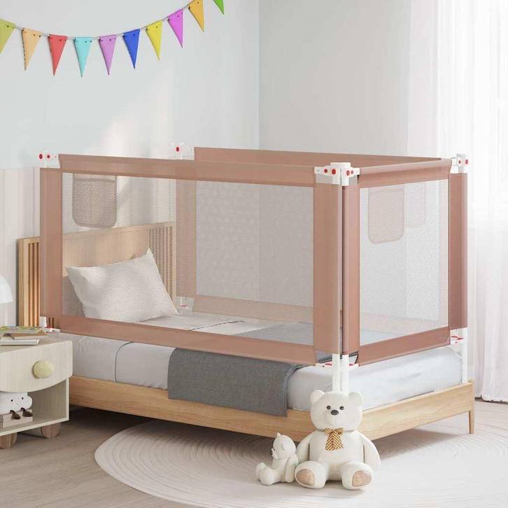 vidaXL Bedhekje peuter 160x25 cm stof taupe, Kinderen en Baby's, Traphekjes, Nieuw, Verzenden