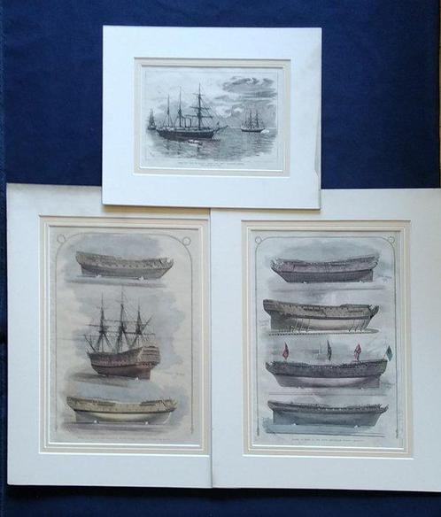 Europese school (XVIII) - Marine prints of British naval, Antiek en Kunst, Curiosa en Brocante