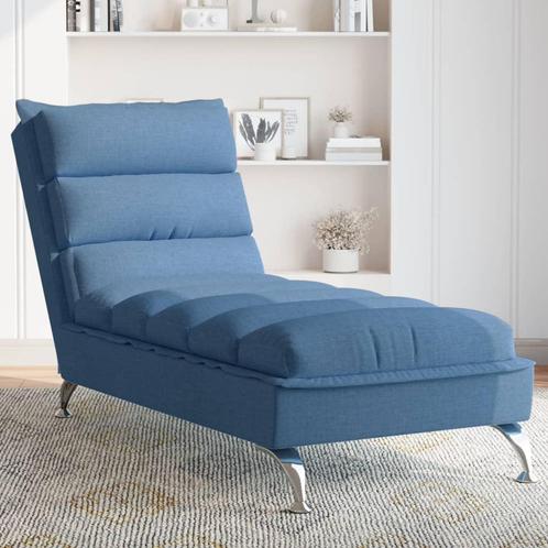 vidaXL Chaise longue met kussens stof blauw, Huis en Inrichting, Zetels | Zetels en Chaises Longues, Nieuw, Verzenden