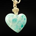Premium - Hartvormige hanger van natuurlijke larimar -