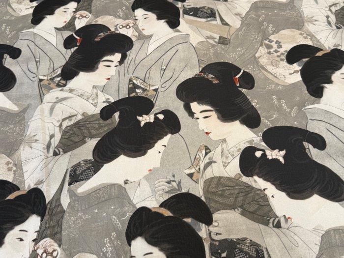 Shades of Kyoto – Elegant in Zwart en Wit - Meubelstof - 2.2, Antiek en Kunst, Antiek | Tapijten, Tafelkleden en Textiel