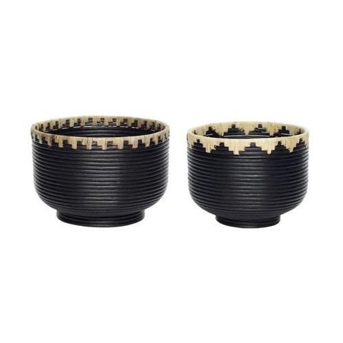 Hübsch - Mand (2) - Blackie Baskets - Zwart/Natuurlijk -, Antiek en Kunst, Kunst | Designobjecten