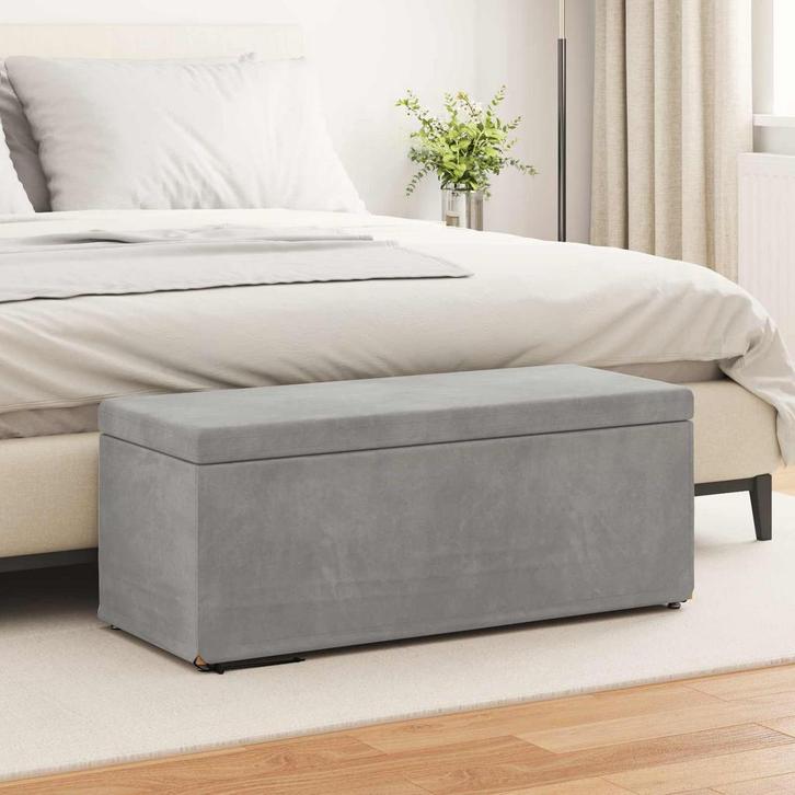 vidaXL Kruk Lichtgrijs 101 x 41 x 40 cm Velvet en, Huis en Inrichting, Barkrukken, Nieuw, Verzenden