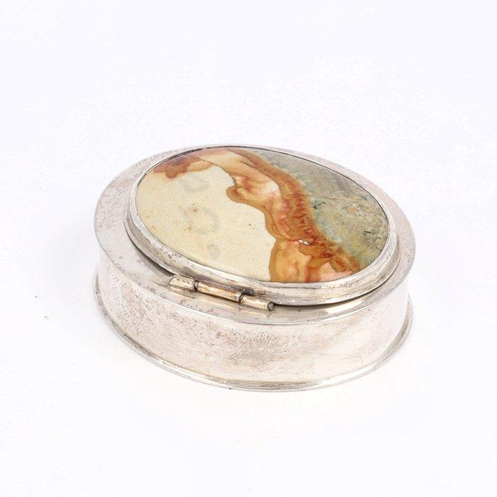 Zalfdoosje - Doos - .925 zilver, Onyx, Antiek en Kunst, Antiek | Zilver en Goud
