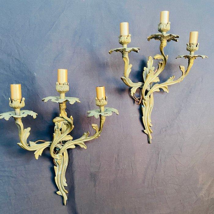 Wandkandelaar (2) - Verguld brons, Antiek en Kunst, Curiosa en Brocante