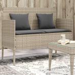 vidaXL Tuinbank met kussens poly rattan lichtgrijs, Tuin en Terras, Verzenden, Nieuw