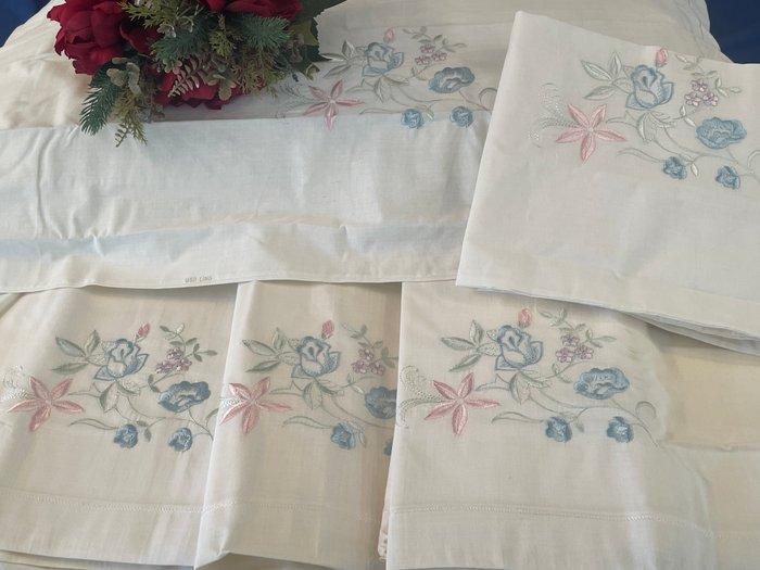 ricami fatti a mano - Linea Valentino - Drap de lit (3) -, Antiquités & Art, Tapis & Textile