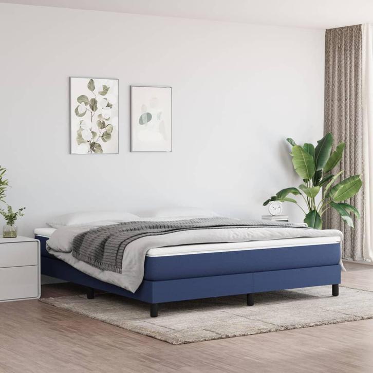 vidaXL Boxspring bed stof blauw 180x200 cm, Maison & Meubles, Chambre à coucher | Lits, Envoi