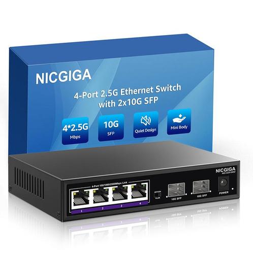 Nicgiga - 6 poort 4xRJ45 2xSFP - ethernet switch / netwerk, Bricolage & Construction, Électricité & Câbles, Envoi