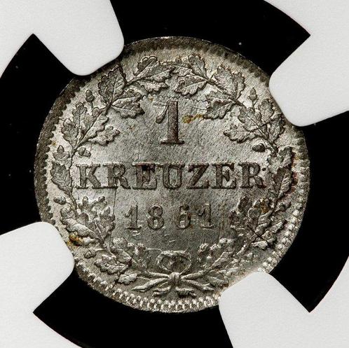 Duitsland, Beieren Kreuzer 1861 - NGC MS65, Postzegels en Munten, Munten | Europa | Niet-Euromunten