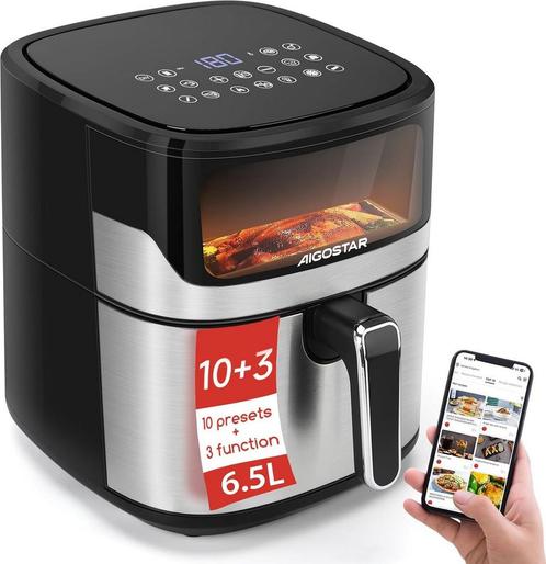 Aigostar 6,5L Airfryer - Heteluchtfriteuse - 1600W - Zwart, Huis en Inrichting, Woonaccessoires | Overige, Verzenden