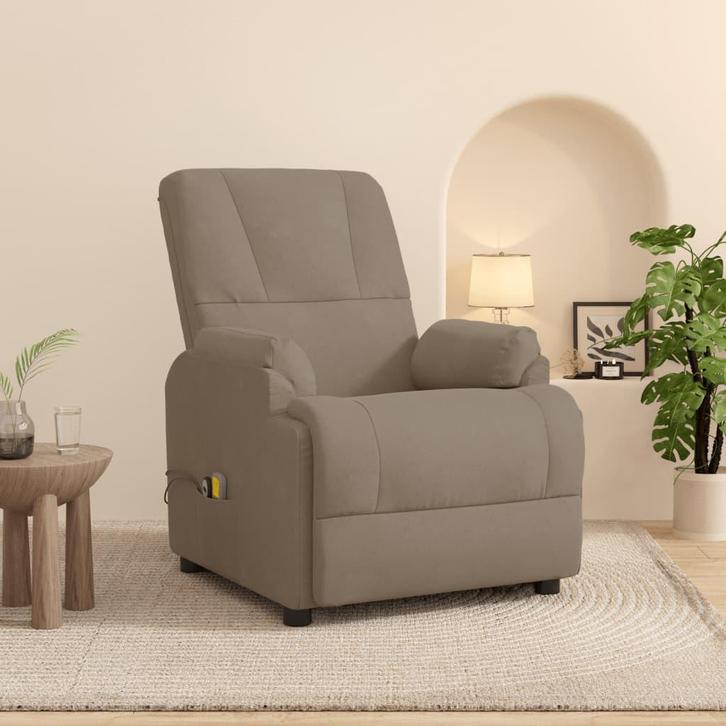 vidaXL Sta-op-massagestoel kunstsuède taupe, Huis en Inrichting, Stoelen, Nieuw, Verzenden