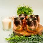 Puur koperen set van 4 mokken/bierpullen gehamerd met, Ophalen of Verzenden, Nieuw
