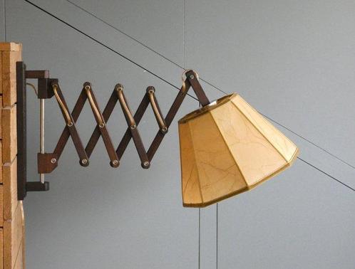 Schaarlamp - Harmonicalamp - Hout, Leder, Antiek en Kunst, Kunst | Designobjecten