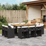 vidaXL 11-delige Tuinset met kussens poly rattan zwart, Tuin en Terras, Verzenden, Nieuw, Tuinset