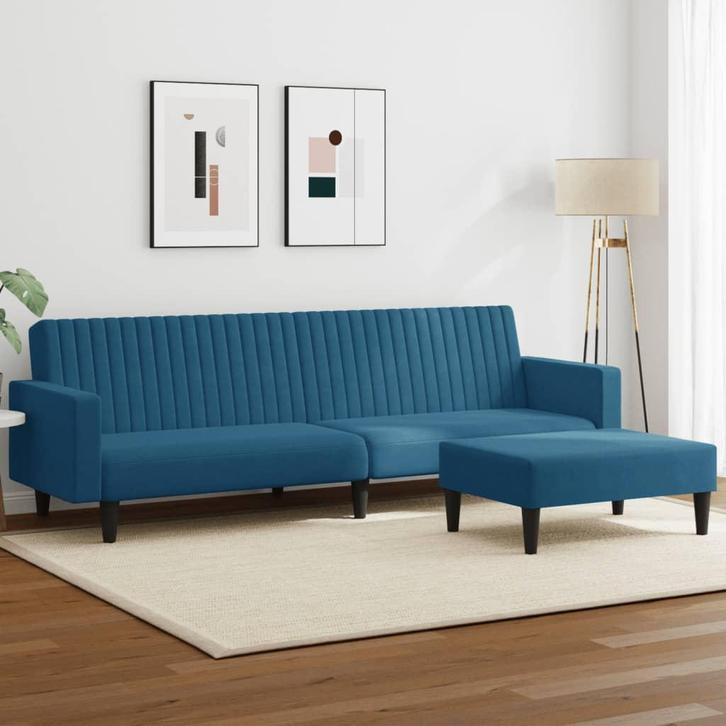 vidaXL 2-delige Loungeset fluweel blauw, Huis en Inrichting, Zetels | Zetels, Nieuw, Verzenden
