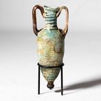 Oud-Grieks versierde glazen amforiskos, 14,4 cm hoog