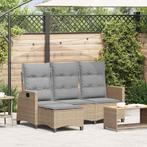 vidaXL Verstelbare tuinbank met kussens L-vormig beige poly, Tuin en Terras, Tuinsets en Loungesets, Verzenden, Nieuw