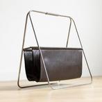 Tijdschriftenhouder - Verchroomd, Leder - Design krantenrek