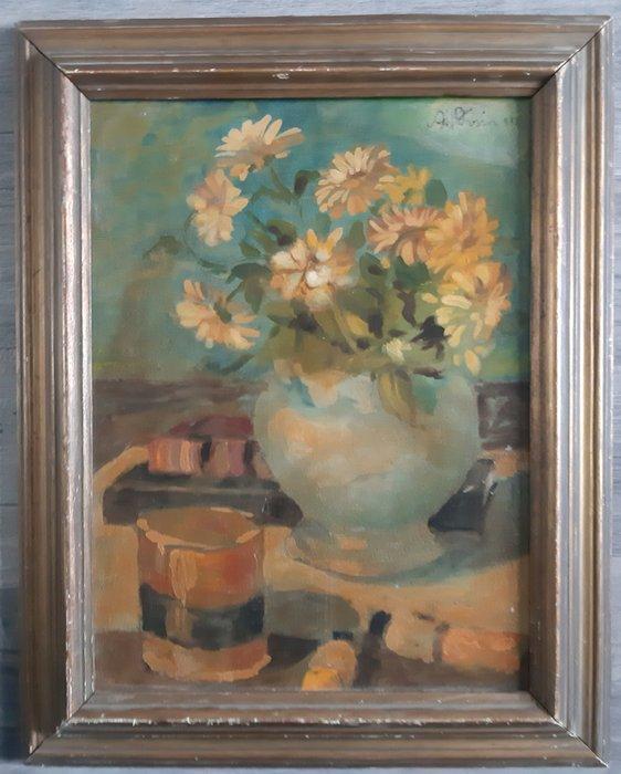 Antonio Dosia (XX) - Vaso di fiori nello studio, Antiek en Kunst, Kunst | Schilderijen | Klassiek